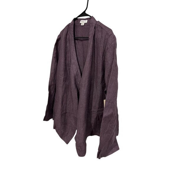Coldwater Creek NWT Plum Linen Open-Front Cardigan Blazer Jacket Sz PXL - Picture 3 of 11